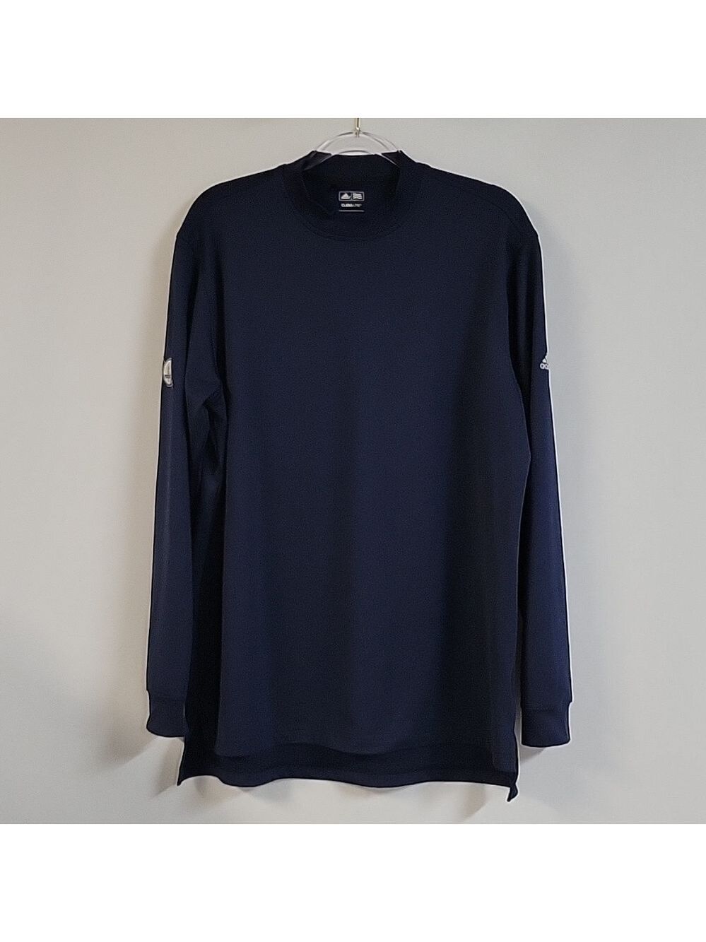 Adidas Golf Climalite Mock Neck Pullover Long-Sleeved Shirt, Navy Blue, Sz Lg